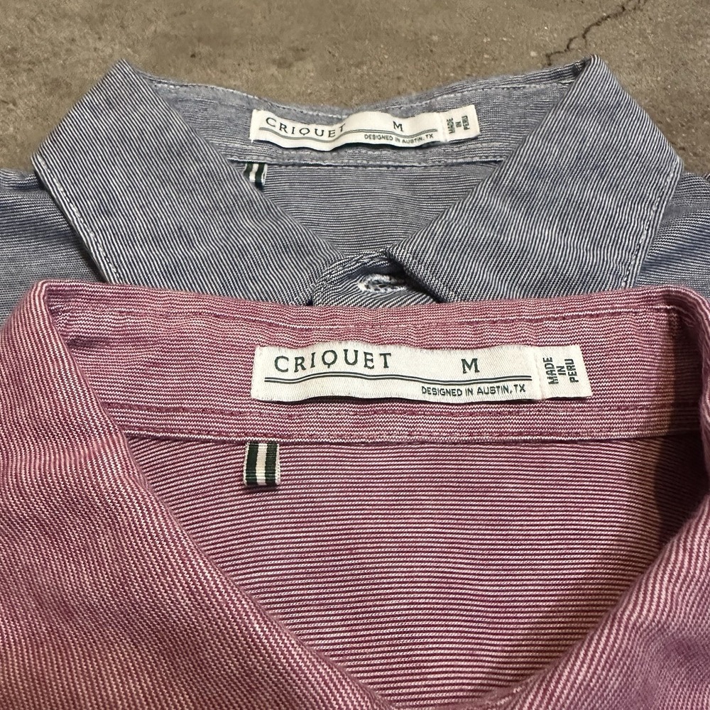 CRIQUET Polo Shirt Mens M Heather Gray Red Cotton Stretch Preppy Golf LOT OF 2 - Picture 2 of 13